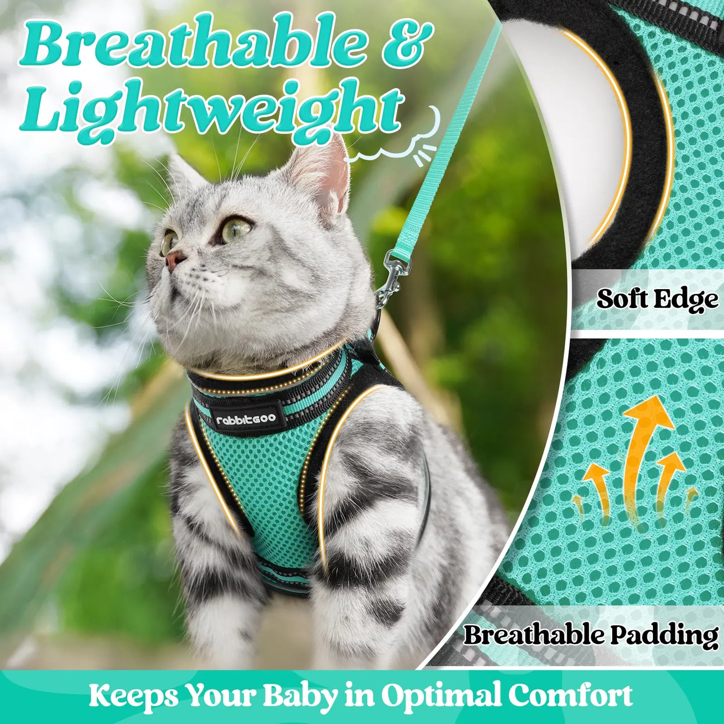 Rabbitgoo Escape Proof Cat Harness and Leash Set
