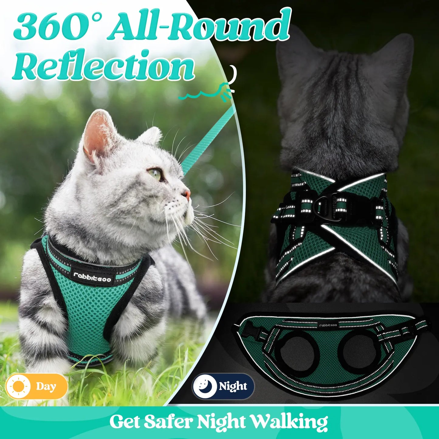 Rabbitgoo Escape Proof Cat Harness and Leash Set