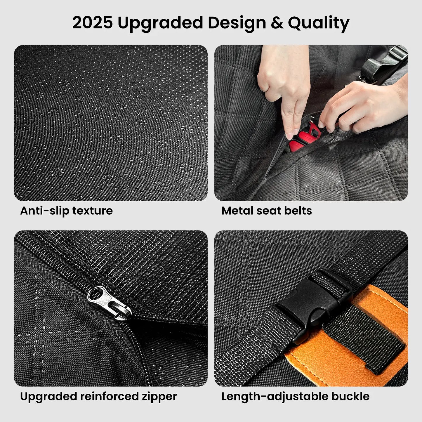 REEVAA Dog Seat Cover, Hard Bottom Back Seat Extender for Heavy-Duty Dogs, Dog Car Seat Cover with Cushion Sponge, Waterproof Dog Hammock with Mesh Window for Car, Universal Fits for Crew Cab Truck/Suv, Black