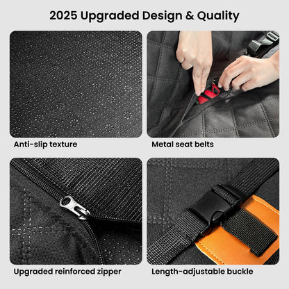 REEVAA Dog Seat Cover, Hard Bottom Back Seat Extender for Heavy-Duty Dogs, Dog Car Seat Cover with Cushion Sponge, Waterproof Dog Hammock with Mesh Window for Car, Universal Fits for Crew Cab Truck/Suv, Black
