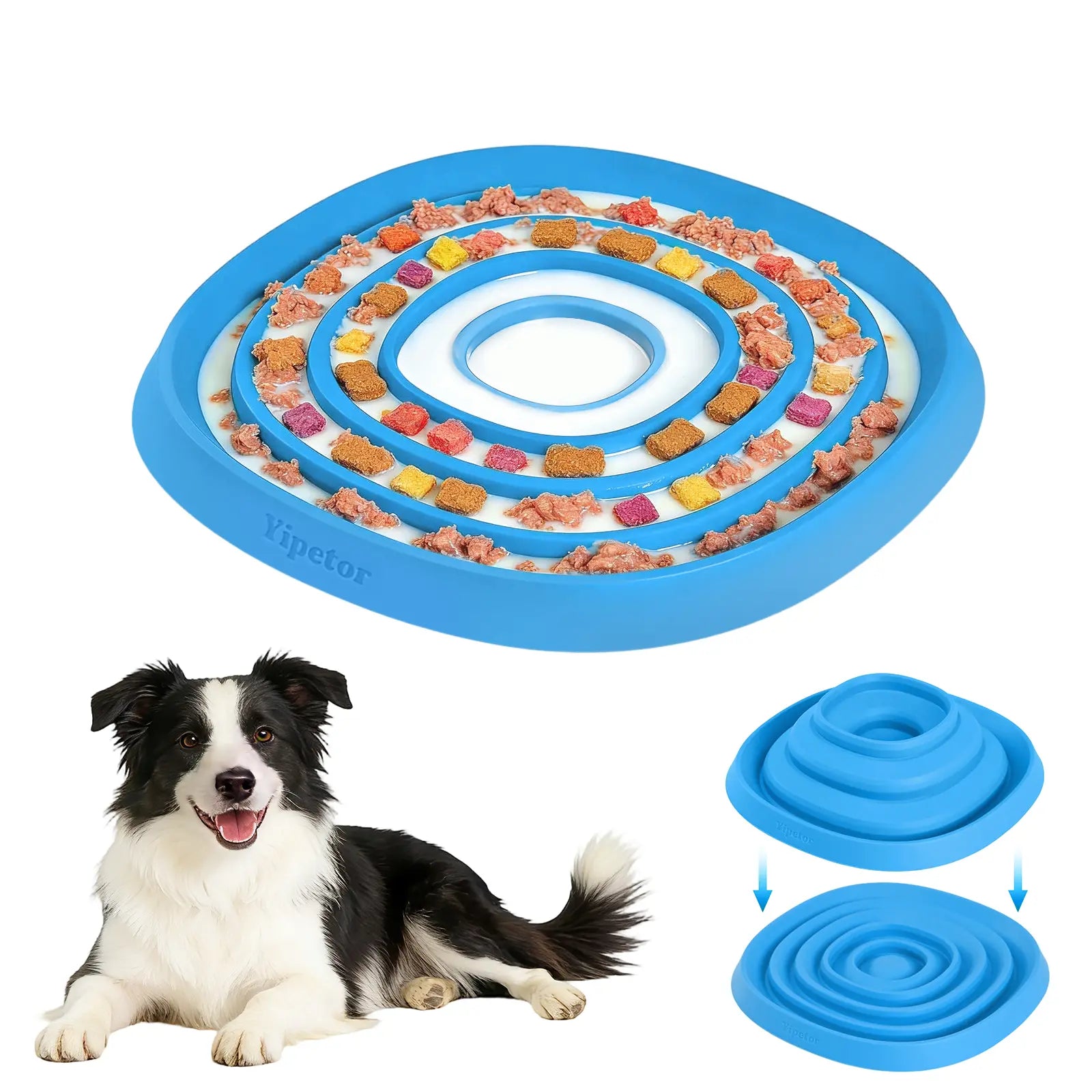 Yipetor Zen Disc: Sensory Calming Tool for Anxious Paws Lick Mat & Slow Feeder,Funnel-Center Foldable Silicone Lick Pad,Bpa Free, Easy to Clean & Dishwasher Safe, GDV Risk Reduction Puzzle Feeder for Semi-Moist Treats, for All Breeds Summervibes Petlovers
